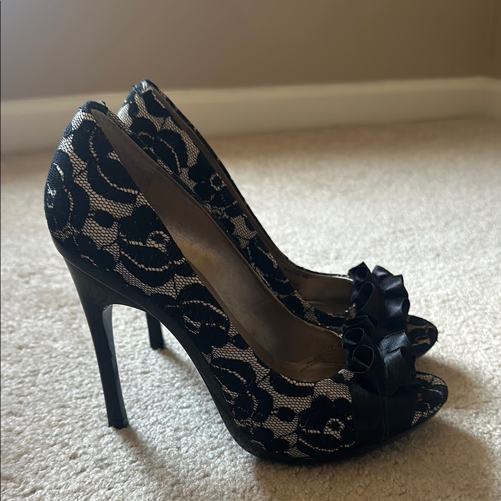 Elegant Black Lace Heels